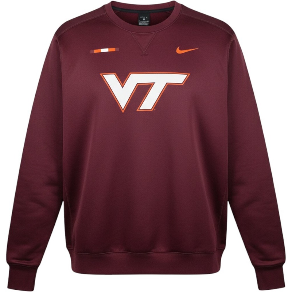 Nike Virginia Tech Hokies Dri-FIT Crewneck Sweatshirt Maroon Mens XL VT Logo